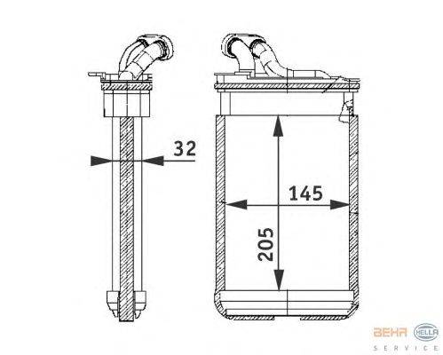 Теплообменник, отопление салона BEHR HELLA SERVICE 19265