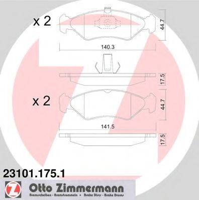 Комплект тормозных колодок, дисковый тормоз ZIMMERMANN 231011751