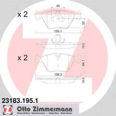Комплект тормозных колодок, дисковый тормоз ZIMMERMANN 231831951