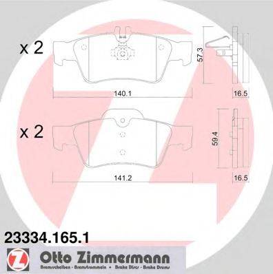 Комплект тормозных колодок, дисковый тормоз ZIMMERMANN 23335