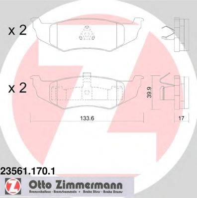 Комплект тормозных колодок, дисковый тормоз ZIMMERMANN 23562