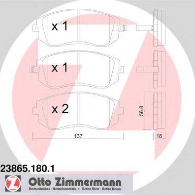 Комплект тормозных колодок, дисковый тормоз ZIMMERMANN 23866