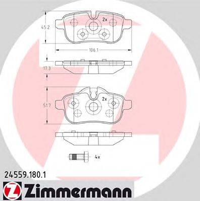 Комплект тормозных колодок, дисковый тормоз ZIMMERMANN 245591801