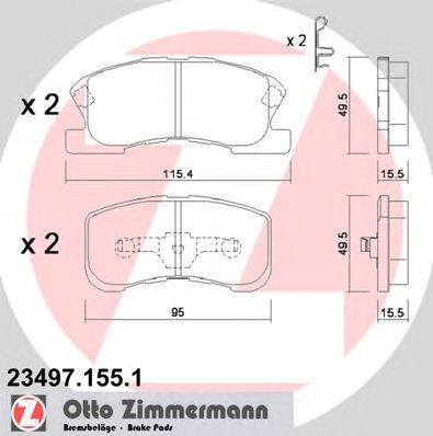 Комплект тормозных колодок, дисковый тормоз ZIMMERMANN 23498