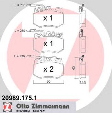 Комплект тормозных колодок, дисковый тормоз ZIMMERMANN 20924