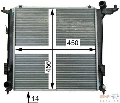 Радиатор, охлаждение двигателя HELLA 8MK376763351