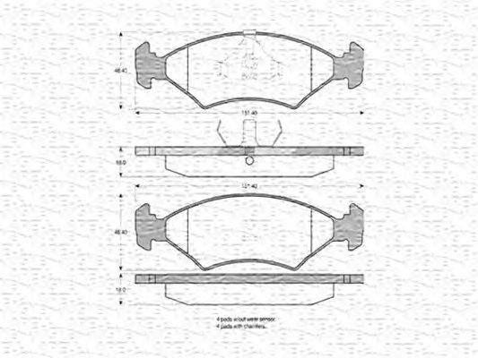 Комплект тормозных колодок, дисковый тормоз MAGNETI MARELLI 20753