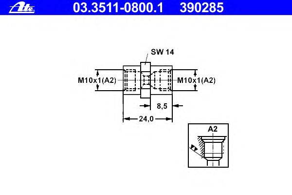 Адаптер, трубопровод тормозного привода ATE 03.3511-0800.1