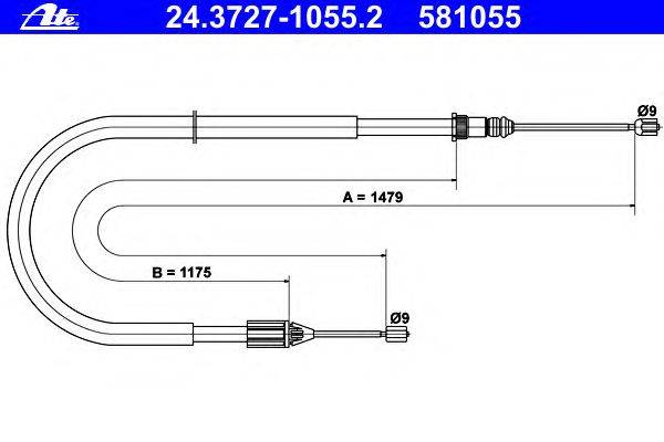 Трос, стояночная тормозная система ATE 24.3727-1055.2