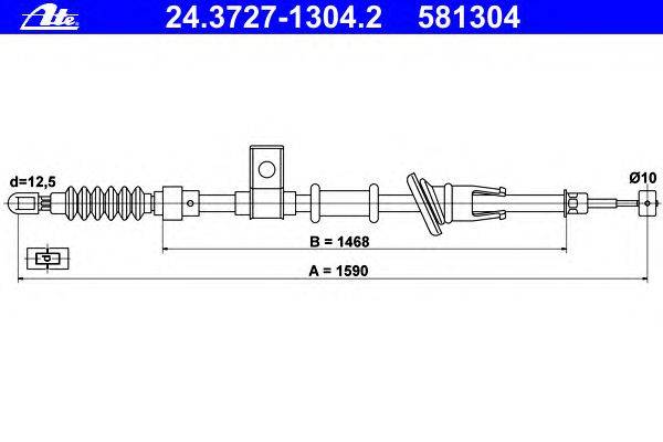 Трос, стояночная тормозная система ATE 24.3727-1304.2