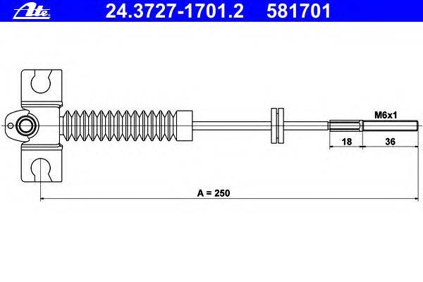 Трос, стояночная тормозная система ATE 24.3727-1701.2