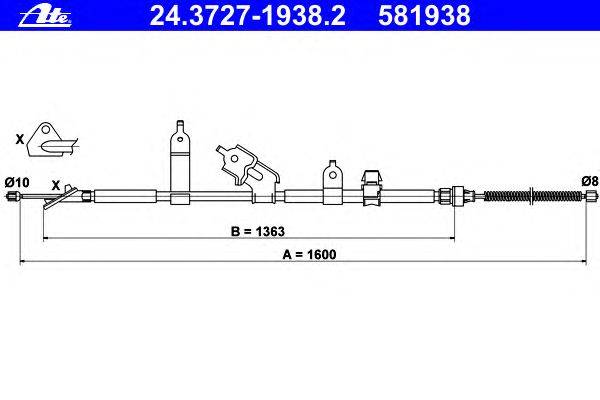 Трос, стояночная тормозная система ATE 24.3727-1938.2