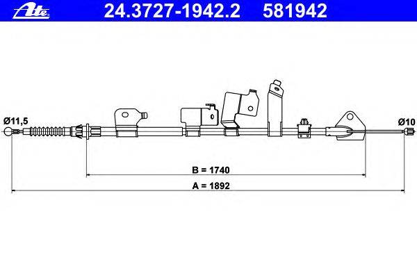Трос, стояночная тормозная система ATE 24372719422