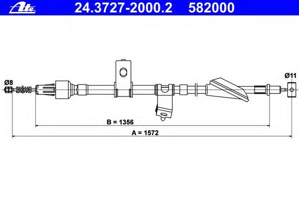Трос, стояночная тормозная система ATE 24.3727-2000.2