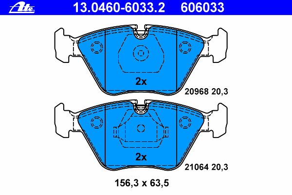Комплект тормозных колодок, дисковый тормоз ATE 13046060332