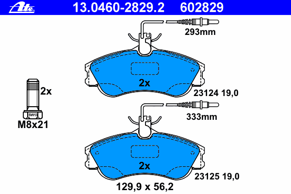 Комплект тормозных колодок, дисковый тормоз ATE 23124