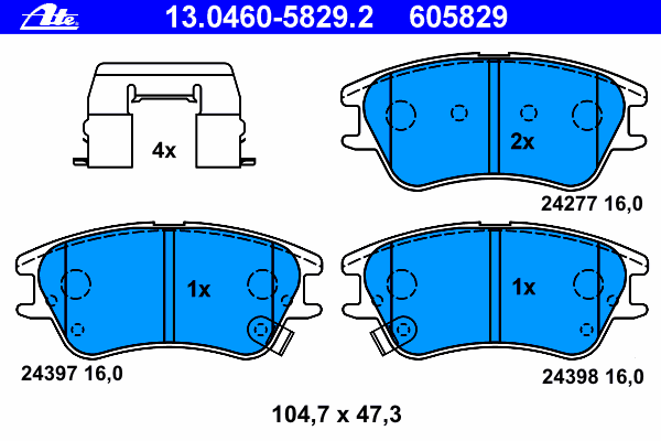 Комплект тормозных колодок, дисковый тормоз ATE 13.0460-5829.2