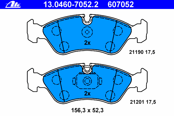 Комплект тормозных колодок, дисковый тормоз ATE 13046070522