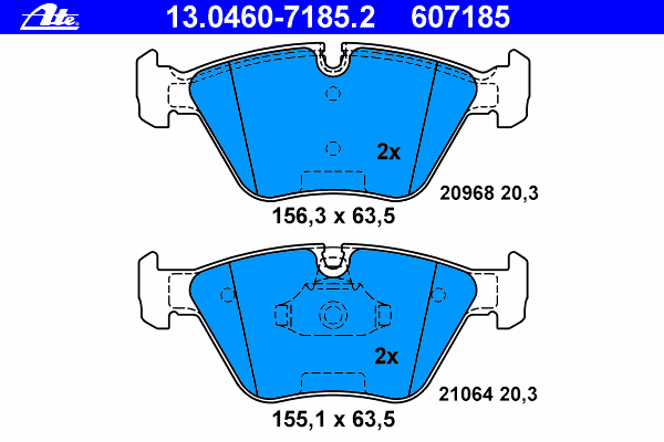Комплект тормозных колодок, дисковый тормоз ATE 13.0460-7185.2