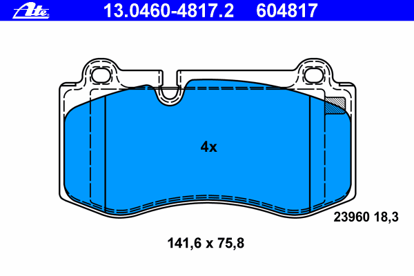 Комплект тормозных колодок, дисковый тормоз ATE 23960