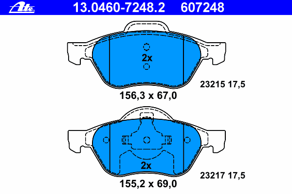 Комплект тормозных колодок, дисковый тормоз ATE 13046072482