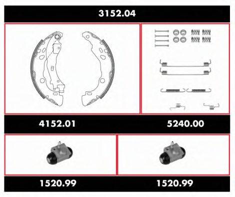 Комплект тормозов, барабанный тормозной механизм REMSA 3152.04