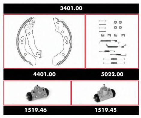 Комплект тормозов, барабанный тормозной механизм REMSA 3401.00