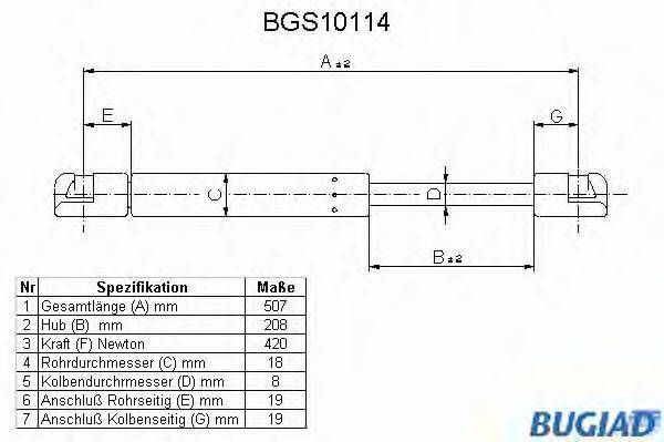 Газовая пружина, крышка багажник BUGIAD BGS10114