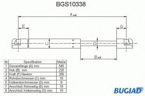 Газовая пружина, капот BUGIAD BGS10338