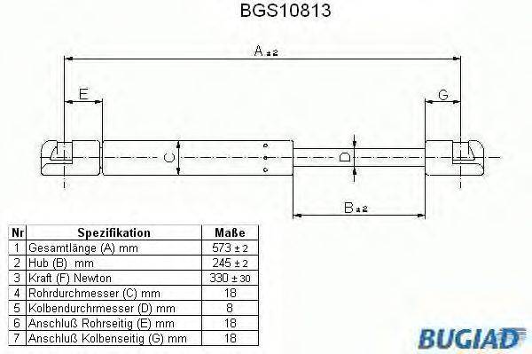 Газовая пружина, капот BUGIAD BGS10813