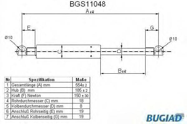 Газовая пружина, капот BUGIAD BGS11048