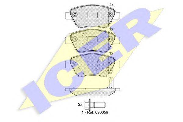 Комплект тормозных колодок, дисковый тормоз ICER 181810
