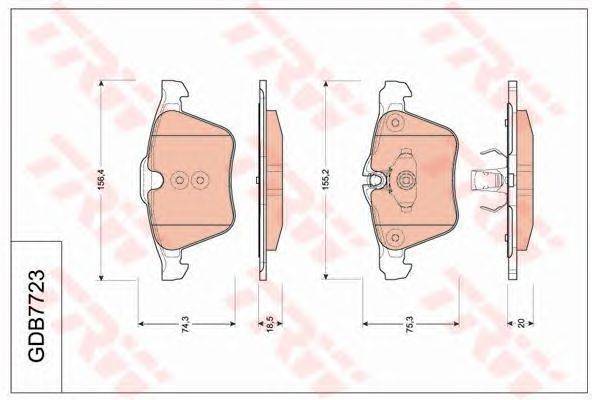 Комплект тормозных колодок, дисковый тормоз TRW GDB7723