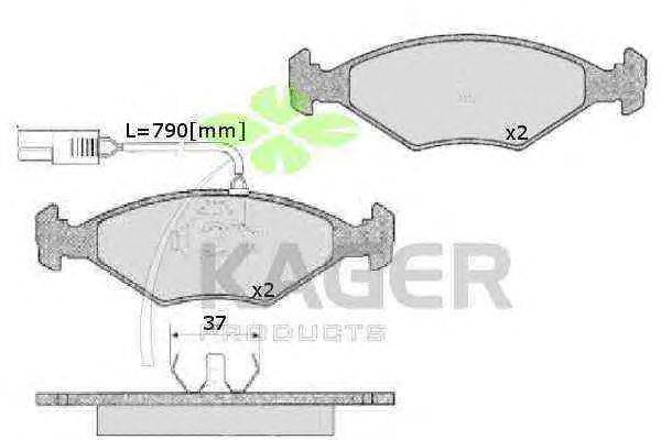 Комплект тормозных колодок, дисковый тормоз KAGER 21193