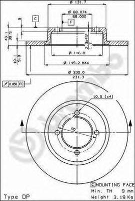 Тормозной диск BREMBO 08.2268.20