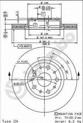 Тормозной диск BREMBO 09.6769.20