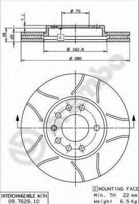 Тормозной диск BREMBO 09.7629.75