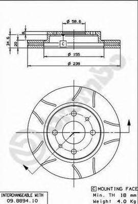 Тормозной диск BREMBO 09.8894.75