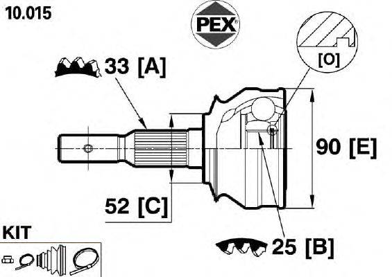 Шарнир, приводной вал PEX 10015