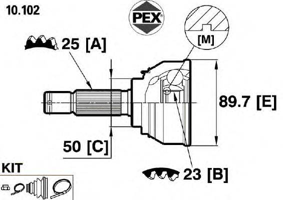 Шарнир, приводной вал PEX 10102