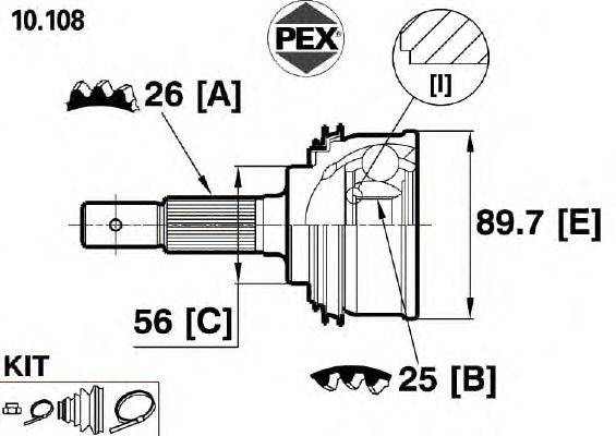 Шарнир, приводной вал PEX 10108