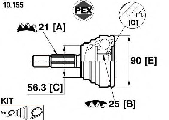 Шарнир, приводной вал PEX 10155