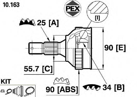 Шарнир, приводной вал PEX 10163