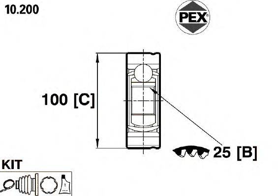 Шарнир, приводной вал PEX 10200