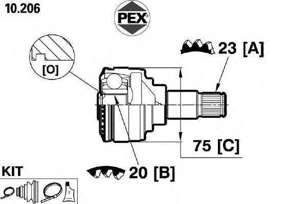 Шарнир, приводной вал PEX 10206