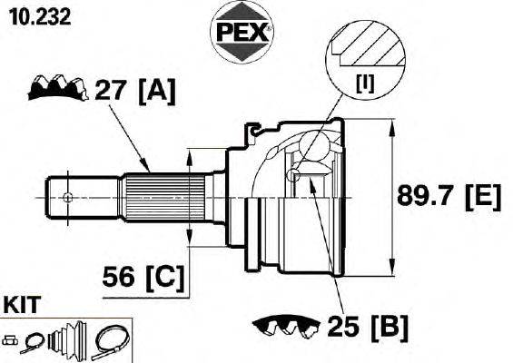 Шарнир, приводной вал PEX 10232