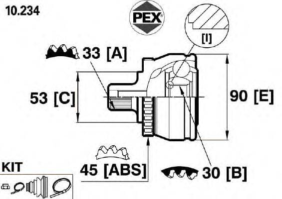 Шарнир, приводной вал PEX 10234