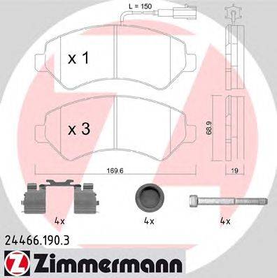 Комплект тормозных колодок, дисковый тормоз ZIMMERMANN 244661903