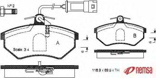Комплект тормозных колодок, дисковый тормоз METZGER 0134.02