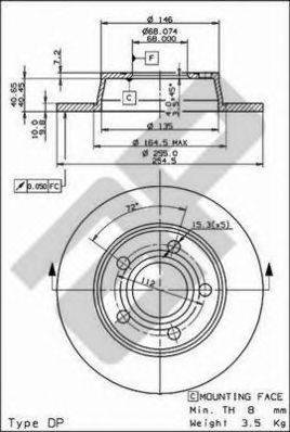 Тормозной диск METZGER 14818 V